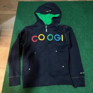 navy blue coogi zip up jacket